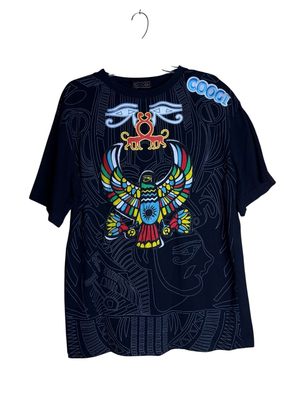 COOGI Eye of Horus Egyptian Graphic Tee Black XL Streetwear Y2K